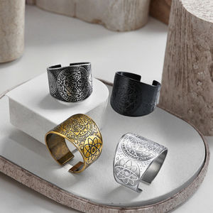 แหวนดาวเจ็ดแฉกแบบปรับขนาดได้ สไตล์วินเทจ คลาสสิก สำหรับผู้ชาย แฟชั่นเครื่องประดับ  ขายส่งตามสั่ง  แบบซาลอมอน คาบาล่า ลัทธิลึกลับ - Product Image 6