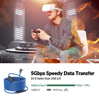 Cable de datos USB C macho a USB C hembra de 5M (16FT) al por mayor, cable de conexión activo OEM de ángulo recto para cámara, fotografía, disco duro, PC