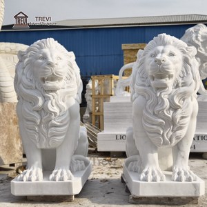 Statue de lion en marbre grandeur nature TREVI, <span class=keywords><strong>prix</strong></span> sur mesure, paire de lions de style occidental pour la décoration d'entrée de villa ou de voie d'accès - Product Image 6