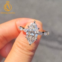 Bague de fiançailles en diamant de laboratoire certifié IGI de 4 carats, taille marquise, pour femme, personnalisable en or 14K ou 18K, avec pierres latérales en diamant, bijoux