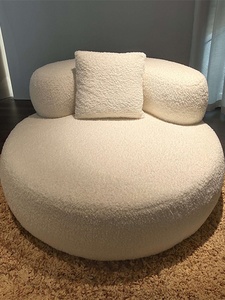 Großer Weißer Fetter Internet-Star Ins Cream Style Schlafzimmer Balkon Einzelner Runder Lammwoll-Tatami Liegestuhl Faulenzerstuhl - Product Image 3