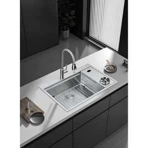 Chậu rửa chén bằng thép không gỉ thủ công, một ngăn, lắp đặt âm bàn, bán buôn, hai lỗ thoát nước, xuất xứ từ nhà máy Trung Quốc - Product Image 4