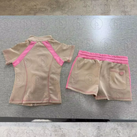 Ensemble de vêtements pour femmes en gros, ensemble deux pièces décontracté d'été avec chemise à manches courtes et short color block en nylon et élasthanne