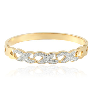 Pulsera de cristal para mujer, tono dorado, hueca, con incrustaciones de diamantes de imitación, para uso diario, 13021 - Product Image 1