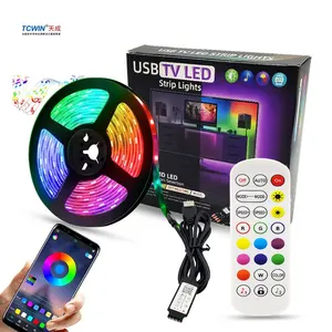 טלוויזיה תאורה אחורית 5050 rgb led רצועת אור סט usb 5v עם חכם APP IR 24 מפתחות שלט רחוק 5m ip20 30 נוריות סנכרון מוסיקה מנורה