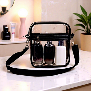 Pvc Cosmetic Bag With Zipper Closure Portable Travel Storage <b>Case</b> For Makeup And Beauty Products <b>Medium</b> Size Modern Design - Product Image 2