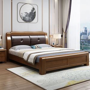 Letto matrimoniale king size <span class=keywords><strong>in</strong></span> <span class=keywords><strong>legno</strong></span> massello di noce, stile europeo americano, imbottito, di fascia alta, dal design retrò. - Product Image 3