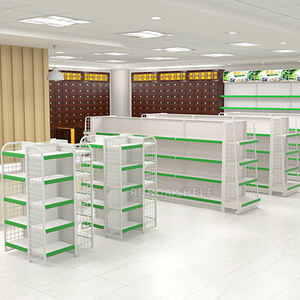 Estanterías de Supermercado, Góndola de <span class=keywords><strong>Farmacia</strong></span>, Estantería Metálica Runda, Exhibidor RZ de Doble Cara, Ligero, con Excelente Iluminación - Product Image 5