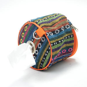 Boîte à mouchoirs de style ethnique 15x15x2cm, sac de toilette portable au design bohème pour l'extérieur, pour la voiture et la maison - Product Image 1