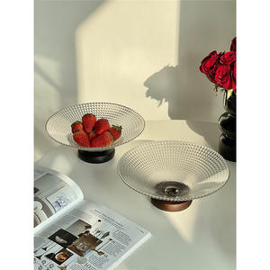 Plateau à fruits en verre avec support, taille standard, style simple, pour table basse, usage domestique, plateau décoratif de luxe léger - Product Image 2