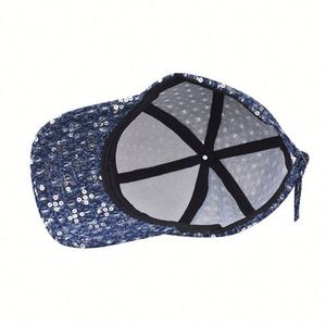 Men's Women Thick Denim Sequin Baseball <b>Caps</b> <b>Scrub</b> Super Good Feel High Quality Simple Two Tone Baseball <b>Cap</b> - Product Image 6