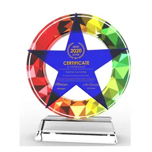 Troféu de cristal de cinco estrelas personalizado