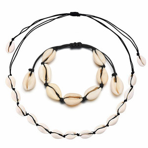 Último Collar Bohemio Sencillo de Conchas Nuevas, Gargantilla Ajustable de Cuerda Trenzada con Conchas de Cauri y <span class=keywords><strong>Puka</strong></span> Blancas - Product Image 4