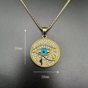 Collar con Disco Redondo y <span class=keywords><strong>Ojo</strong></span> <span class=keywords><strong>de</strong></span> <span class=keywords><strong>Horus</strong></span> Azul, <span class=keywords><strong>Colgante</strong></span> con Diamante Blanco - Product Image 3