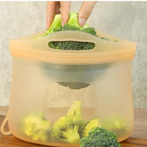 Silicone Storage <b>Bags</b> with Zip Food <b>Bag</b> <b>Freezer</b> Safe Classic Design Multifunction <b>Reusable</b> Leak Proof Meal Prep Organizer - Product Image 1