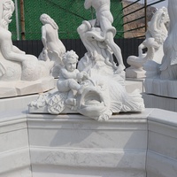 Fontaine d'eau, Statue de cheval en marbre blanc, bon marché, pour le jardin