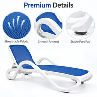 Chaise de plage pliante en maille imperméable pour piscine en plastique d'extérieur