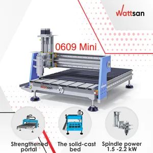 Wattsan 0609 Mini 1.5KW 2.2kw gỗ CNC Router máy mini Lathe CNC gỗ Máy phay