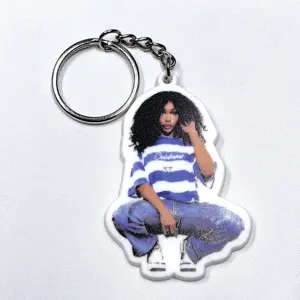 Printing Image PVC Rubber Keychain One Side Design Promotion Low Price No MOQ