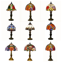 Lampe de table électrique à LED en verre teinté antique européen de haute qualité