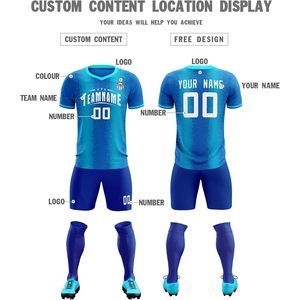 Camiseta de Fútbol Personalizada con Nombre del Equipo, Número y Logotipo, Cuello en V, Absorbe la Humedad, Uniforme Unisex para Adultos - Product Image 3