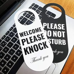 Please Do Not Disturb on Front and Welcome Please Knock on Back Side Door Hanger Sign, for Office Home Clinic Dorm Online Class