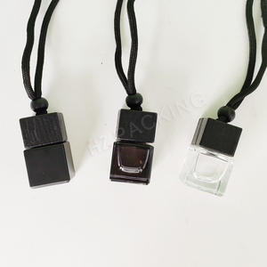 Flacon de parfum en verre vide noir de 8 ml, forme carrée, à suspendre dans la voiture, avec bouchon à vis, pour désodorisant. - Product Image 2