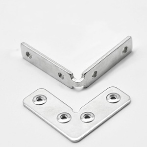 Steel Right-Angle Door with Plastic Profile and Frame Fixing Angle <b>Bracket</b> <b>Silver</b> Detachable Design for Closet Door Corner - Product Image 1