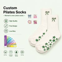 Chaussettes de Pilates en coton tricoté de haute qualité pour femmes, antidérapantes, à hauteur mi-mollet, design personnalisé, confortables pour le yoga, le sport, la barre et le ballet