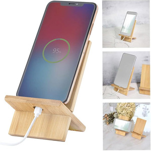 Support de téléphone de bureau en bois avec port de charge pour tablette et <span class=keywords><strong>smartphone</strong></span>, puissance de sortie 10W, design <span class=keywords><strong>simple</strong></span> en bois massif - Product Image 1