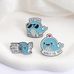 Spilla Smaltata 'I Whaley Like You' con Pun sulla Balena, Tutto Sarà Bene, Sei un Balena, Spilla da Bavero, Gioielli Regalo - Product Image 3