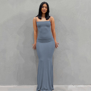 2022 nuovo <span class=keywords><strong>Casual</strong></span> da donna Dropshipping solido Maxi abito estivo da donna <span class=keywords><strong>Sexy</strong></span> elegante Body abito lungo sottoveste <span class=keywords><strong>abbigliamento</strong></span> - Product Image 2