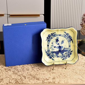 Assiette carrée en céramique écologique à motif végétal vintage, style italien de luxe, sans danger pour les aliments, logo personnalisé, boîte cadeau, usage domestique - Product Image 1