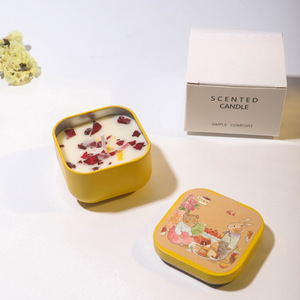 Bougie parfumée en cire de soja dans un pot en métal, motif lapin en sucre coloré, aromathérapie, cadeau de Noël et de Thanksgiving haut de gamme, vente en gros - Product Image 2
