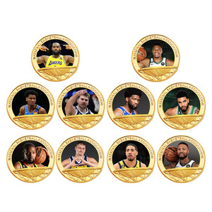 Pièces de monnaie en métal plaqué or personnalisées en gros, style anime, commémoratives pour la star du basketball <span class=keywords><strong>James</strong></span> - Product Image 1