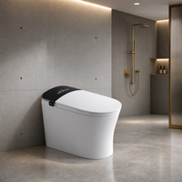 WC intelligent électrique en céramique allongé à poser au sol, double chasse, chasse automatique, capteur au pied, siège chauffant, télécommande, siphon en P inclus