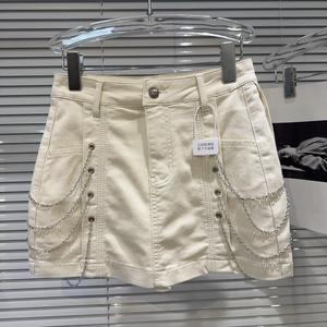 AELESEEN 2025 primavera nueva falda acampanada para mujer falda Casual diseño moda cadena decoración agua caliente gradiente Denim Mini falda - Product Image 3