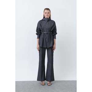 Ensemble tailleur en jean pour femme avec ceinture, manches trois quarts, infroissable, décontracté, pour l'automne - Product Image 3