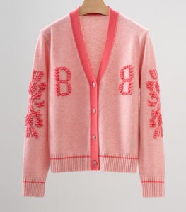 Nuovo Cardigan di alta qualità in Cashmere cappotti 2025 maglieria autunno inverno da donna con scollo a V <span class=keywords><strong>motivi</strong></span> ricamati cappotti <span class=keywords><strong>rosa</strong></span> bianchi - Product Image 3