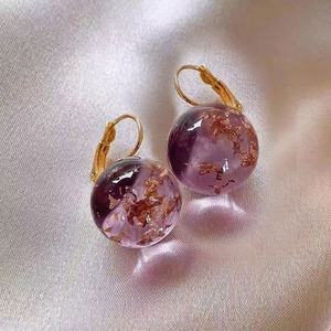 ต่างหูเพชรประดับทองคำเปลวสีม่วงสุดหรูทันสมัยสำหรับผู้หญิง งานปาร์ตี้ ขายส่ง ทำจากโลหะผสม - Product Image 6