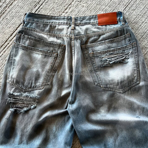 <span class=keywords><strong>Pantalones</strong></span> Vaqueros Rasgados Holgados <span class=keywords><strong>para</strong></span> <span class=keywords><strong>Hombre</strong></span> Estilo Urbano con Lavado Vintage Personalizado y Agujeros - Product Image 4