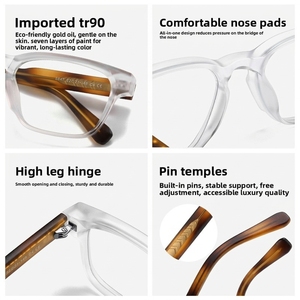 MS 8647 Gafas Ópticas Unisex con Montura Cuadrada Clásica Vintage TR90, <span class=keywords><strong>Lentes</strong></span> <span class=keywords><strong>de</strong></span> PC con Bloqueo <span class=keywords><strong>de</strong></span> Luz Azul Transparente y Logotipo Personalizado 2026 - Product Image 3