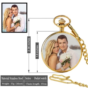 Collier commémoratif classique doré rétro personnalisé gravé en 3D pour <span class=keywords><strong>homme</strong></span> et femme, design de votre propre <span class=keywords><strong>montre</strong></span> de poche - Product Image 2