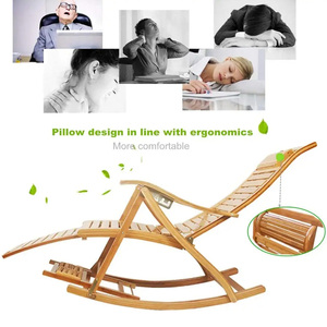 Chaise longue de soleil extérieure de chaise berçante étendue de jardin en <span class=keywords><strong>bois</strong></span> portatif durable avec le coussin - Product Image 2