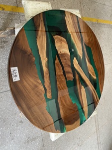 <span class=keywords><strong>Table</strong></span> basse en résine époxy bleu rivière, design idéal pour le salon - Product Image 3