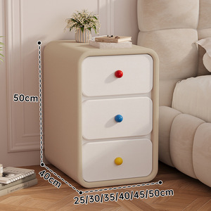 Solid Wood Small Minimalist Modern <strong>Compact</strong> Children's Cream-colored Ultra-narrow <strong>Bedside</strong> <strong>Table</strong> for Home Bedroom Storage Cabinet - Product Image 3