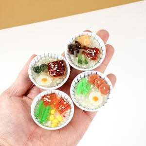 โมเดลชามข้าวจำลองขนาดเล็ก, พวงกุญแจรูปอาหารจำลอง, ของตกแต่งของเล่นอาหารว่างสไตล์จีน - Product Image 5