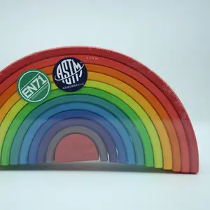 Educatief Grote Montessori Regenboog Stapelen Blokken Houten Speelgoed Ruwe Hout Regenboog Stack Leren Speelgoed Voor Kinderen Leeftijd Groep 3y +