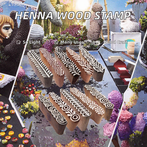 Timbres en bois au henné faits à la main |   Outil de conception de motifs Mehndi traditionnels pour mariage et Diwali |   Réutilisable, écologique, léger - Product Image 2