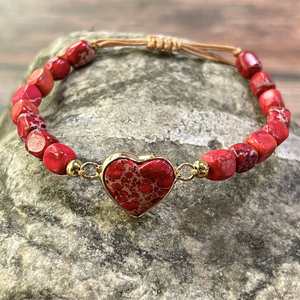 Bracelet en pierre naturelle avec perles de verre colorées, protection familiale, style viral sur les réseaux sociaux, garantie de qualité - Product Image 4